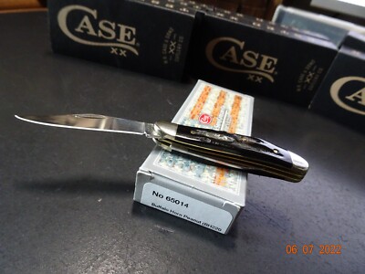CASE XX 2.875'' BUFFALO HORN BLACK PEANUT STAINLESS BLADES MODEL 65014 MADE USA