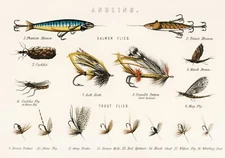 13232.Decor Poster.Home wall.Room vintage art design.Angling.Fishing flies