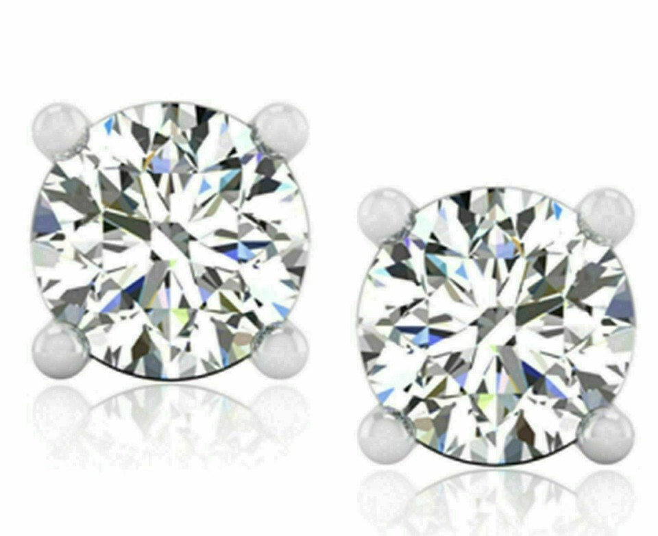 14K White Gold Over 2.00 Ct Lab Created Round Diamond Screw Back Earrings