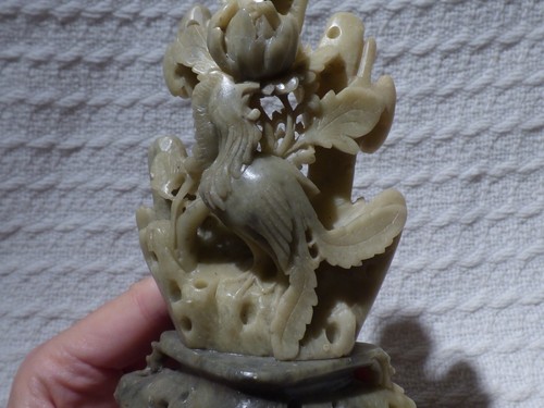 Vintage Chinese Carved Soapstone Statue Figurine Bird Asiatic Pheasant - Picture 3 of 11