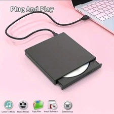 USB External CD/DVD Drive USB 3.0 Black Plug & Play Write Burn Laptop PC Mac New