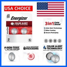 2-Pack CR2032 3V Coin Batteries Extreme Temperature Resistance Child Shield