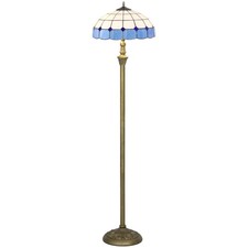 Floor Lamp with Handcrafted Stained Glass Shade, Vintage Standing Lamp, Blue
