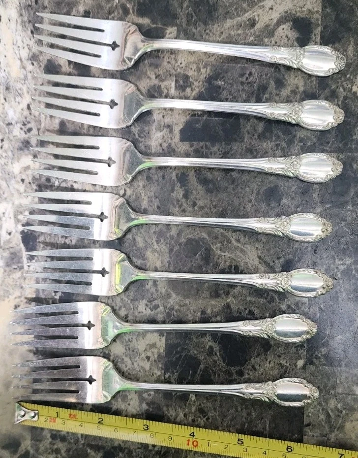 LOT OF 7 MID CENTURY c1957 PARK LANE/CHATELAINE SILVERPLATE "6.5" SALAD FORKS 🥗 - Изображение 2 из 4