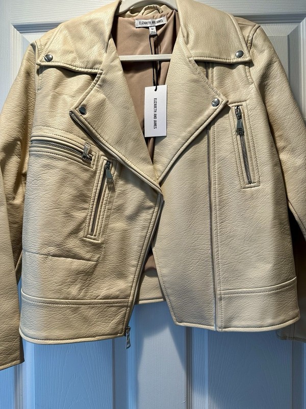 NWT Elizabeth And James Vegan Moto Jacket Size M Tapioca