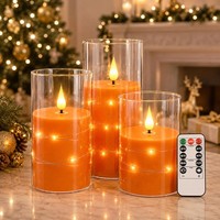 LED Kerzen Set 3Er Mit Fernbedienung Timer Plexiglas Lichterkette Halloween Deko
