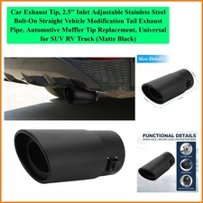 Car Exhaust Tip 2.5 Inlet Adjustable Stainless Steel Bolt-on Straight Vehic... Car Exhaust Tip 2.5 Inlet Adjustable Stainless Steel Bolt-on Straight Vehic...