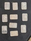 Lot of 10  1g .999 Fine Silver Bars Assorted Designs Total g