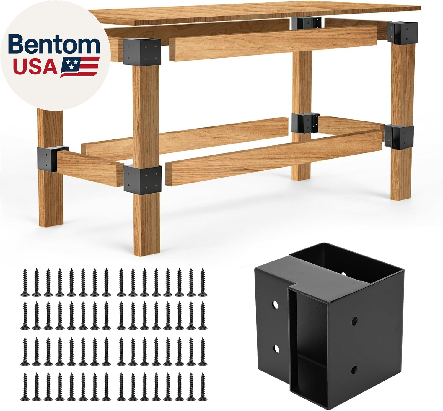 8 Piece Steel Workbench Corner Brackets for 2x4 Wood Black with Screws