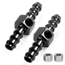 3/8" Barb Inline Fuel Pressure Gauge Fitting Adapter with 1/8 NPT Plug Fitting a