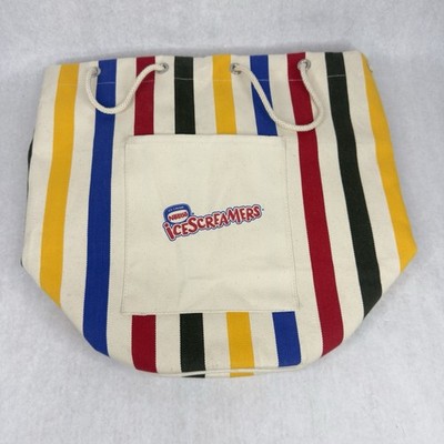 VTG 2000s Nestle Icescreamers Striped Canvas 15in Tote Bag Ice Cream RARE PROMO