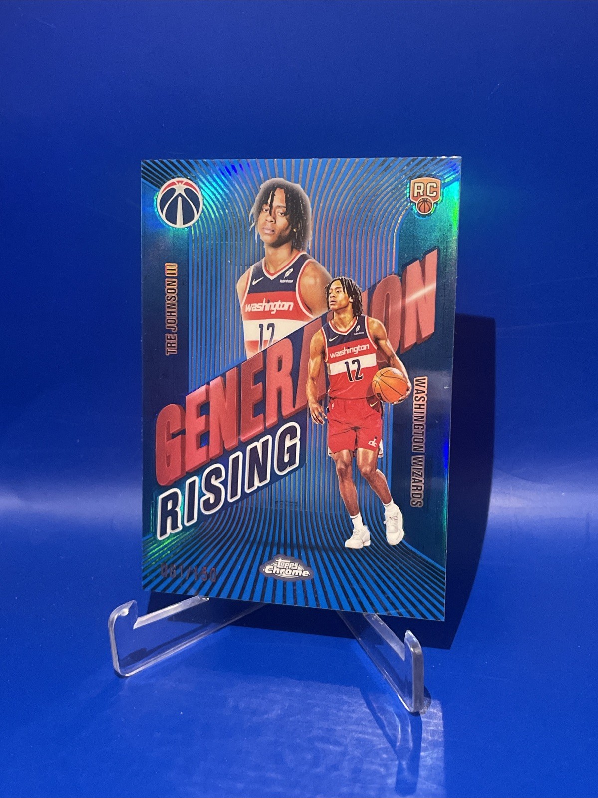 TRE JOHNSON III 2025-26 Topps Chrome Generation Rising Blue Refractor (RC) #/150