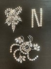 Excellent Lot (3) MCM Rhinestone Brooches, Fantasy Shapes, High Sparkle, Pronged — photo 2
