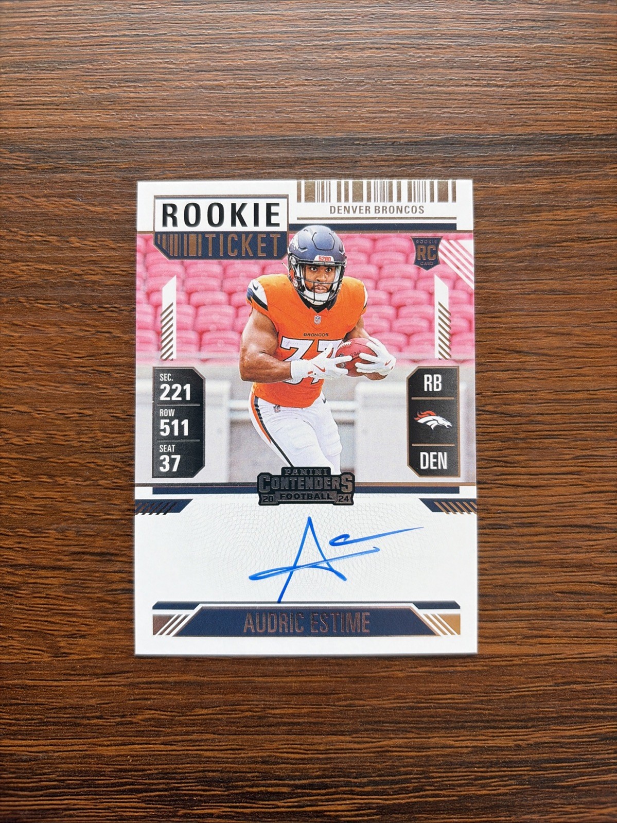 Audric Estime Panini Contenders #120 Autograph
