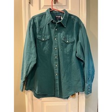 Wrangler Mens Western Pearl Snap Shirt Green Big Man Fit 19-36 X-Long Tails b4