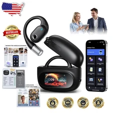 Translator Earbuds Real-Time 70Hr Battery LCD Touchscreen 164 Languages