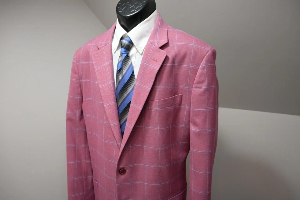 Nautica Windowpane Plaid Performance Blend Blazer Sports Jacket Mens Sz 46 L - Image 3 of 4