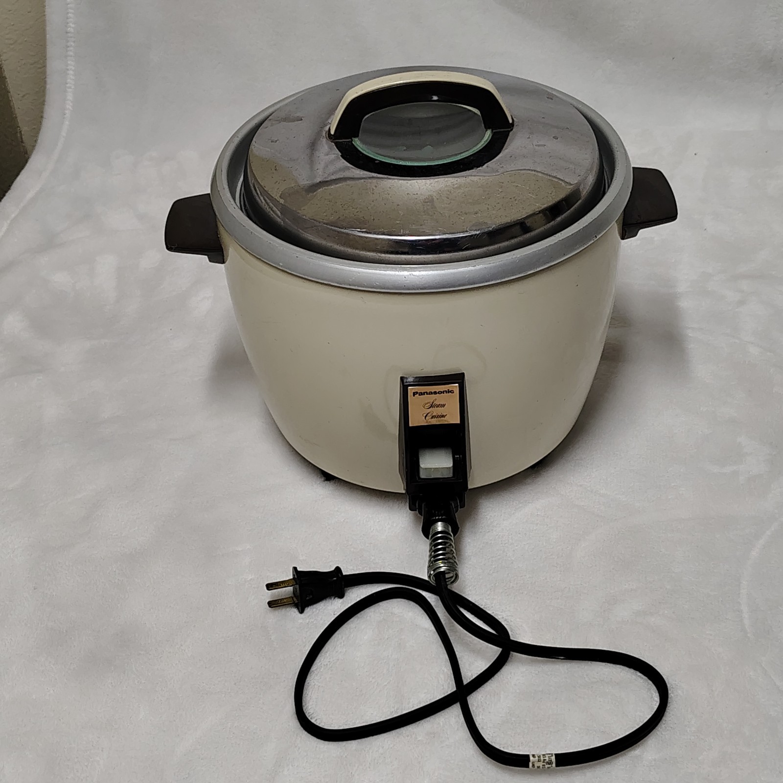 Vintage Panasonic Electric Rice Cooker w/ Glass Lid White Retro Kitchen SR-15FG