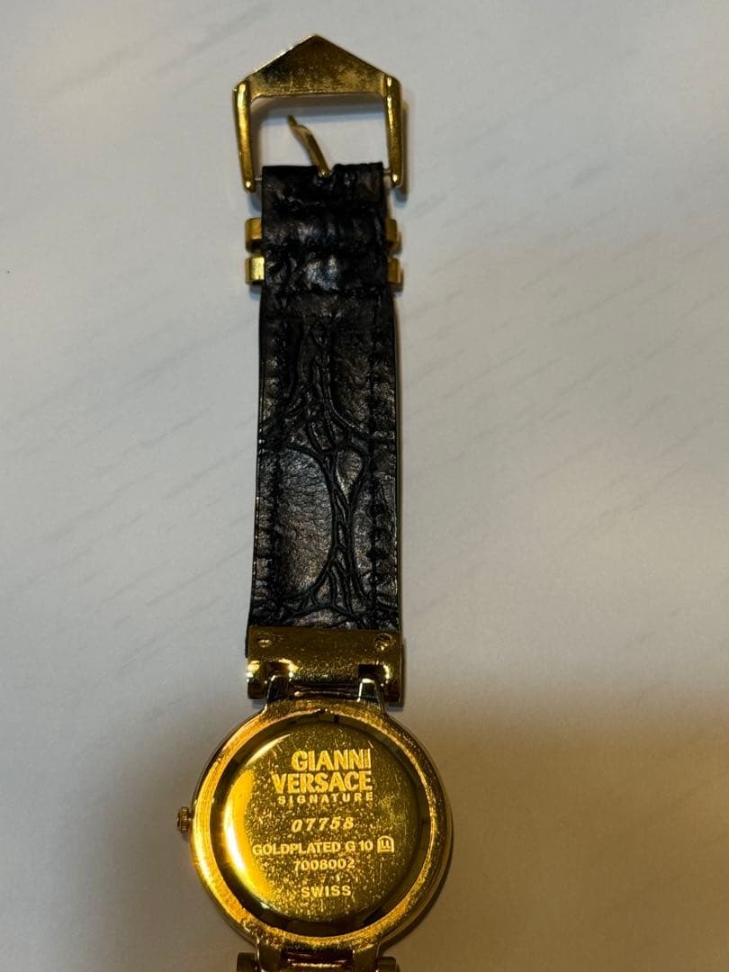 Gianni Versace Signature Vintage Swiss Made Wristwatch Gold Case
