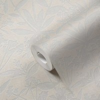 Florale Vliestapete Mit Blumen Strukturmuster – Creme, Weiß