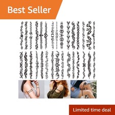 Cerlaza Tribal Temporary Tattoos Realistic Black Henna