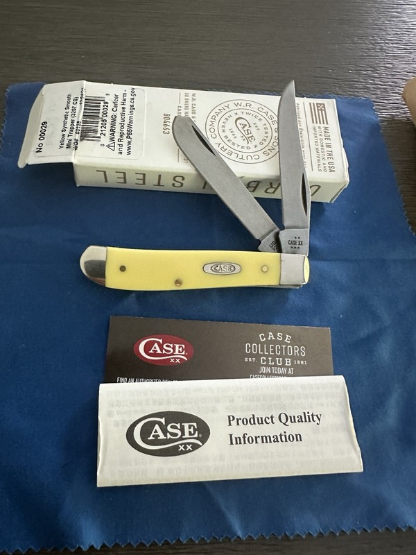 Case Knife Yellow Synthetic Smooth Mini Trapper 00029 12-4-25