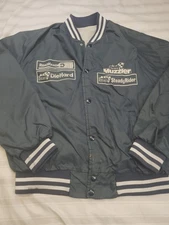 Vintage Sears Auto Jacket Mens Medium Blue Diehard Muzzler Roadhandler Service