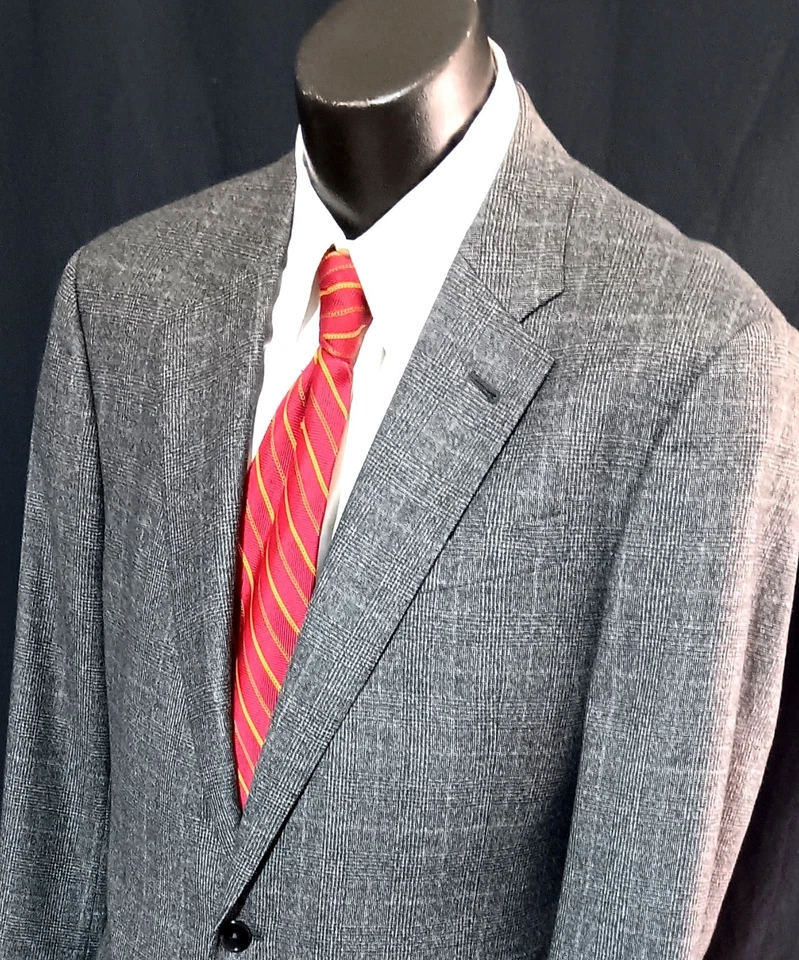 Giorgio Armani Suit "Giorgio" 44L Current Dual Vents Gray Glenplaid Very Current - Image 3 of 4
