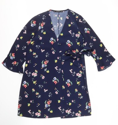 Zara Basic Damen Kleid Mehrfarbig Blumen Größe S