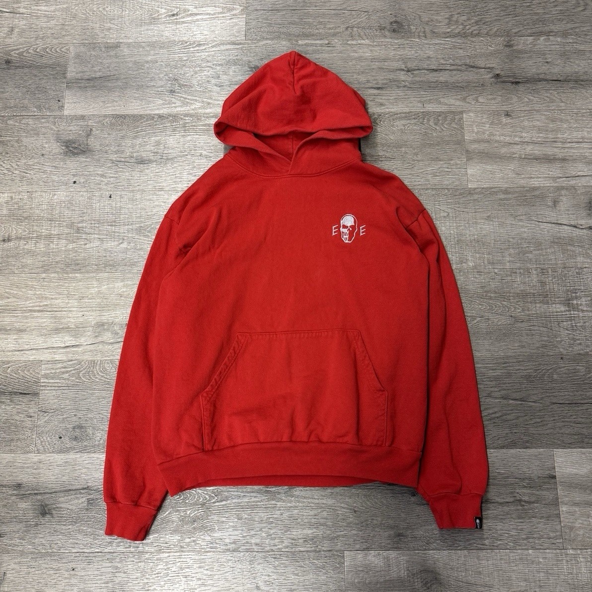 Warren lotas Eric Emanuel Red Skull Graphic Pullover Fleece Hoodie Size L