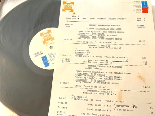 7/26/88 SOLID GOLD SCRAPBOOK SALUTES ROLLING STONES, 6 MICK JAGGER INTERVIEWS