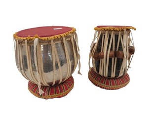 Two Traditional Indian Tabla Bayan Drum Set Finest Dayan with Cushions