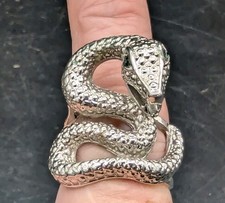 Vintage 925 Sterling Silver Snake/Serpent Green Eyed Ring Size 6.5 12g Rare