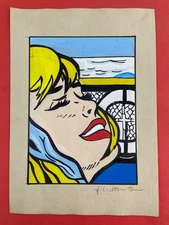 Roy Lichtenstein (Handmade) Drawing On Old Paper signed and stamped