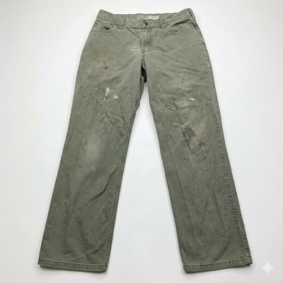 Carhartt Rugged Flex Pants 31x30 Moss Green 102517 Distressed Workwear Painter