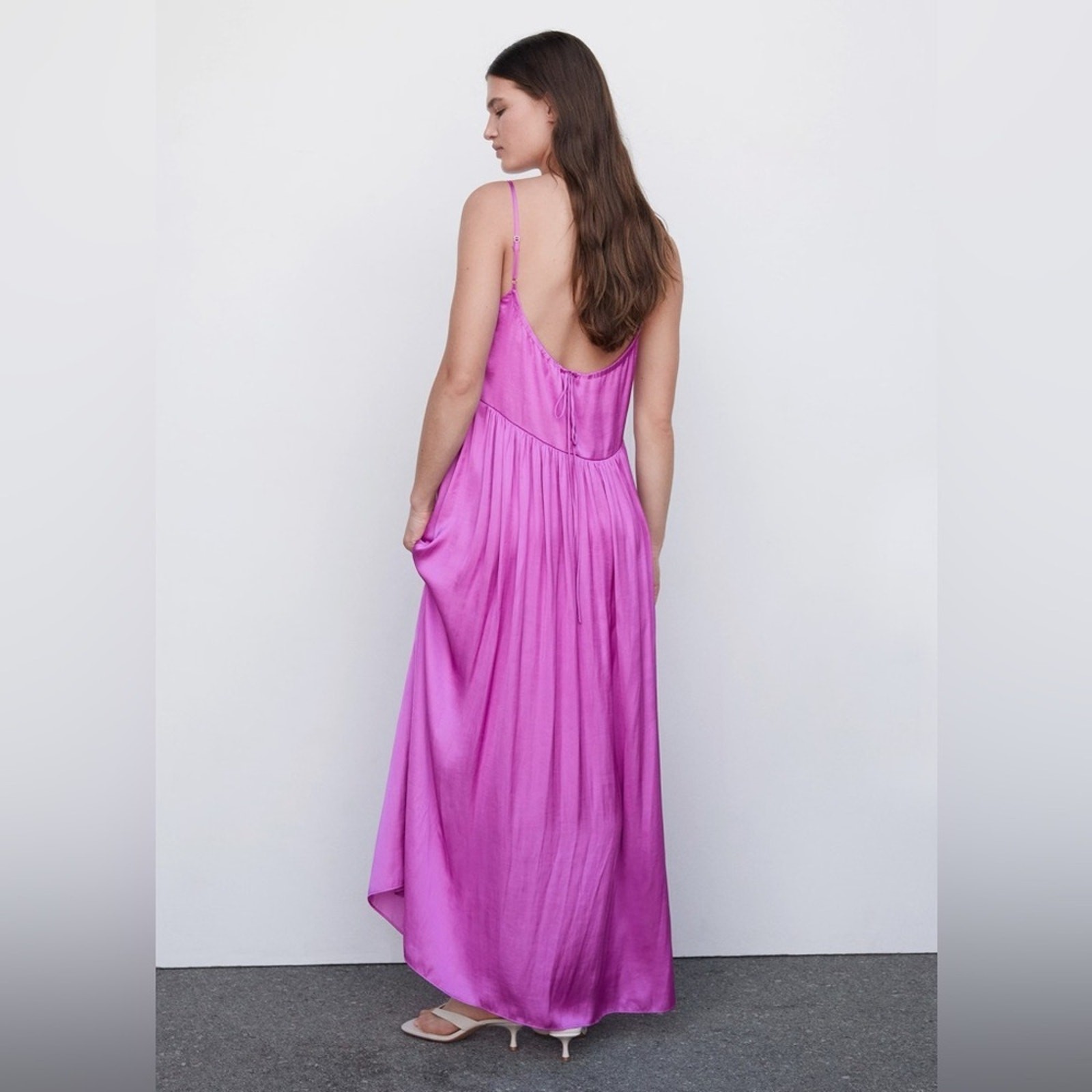 Mango Scoop Neck Satin Dress - image 2