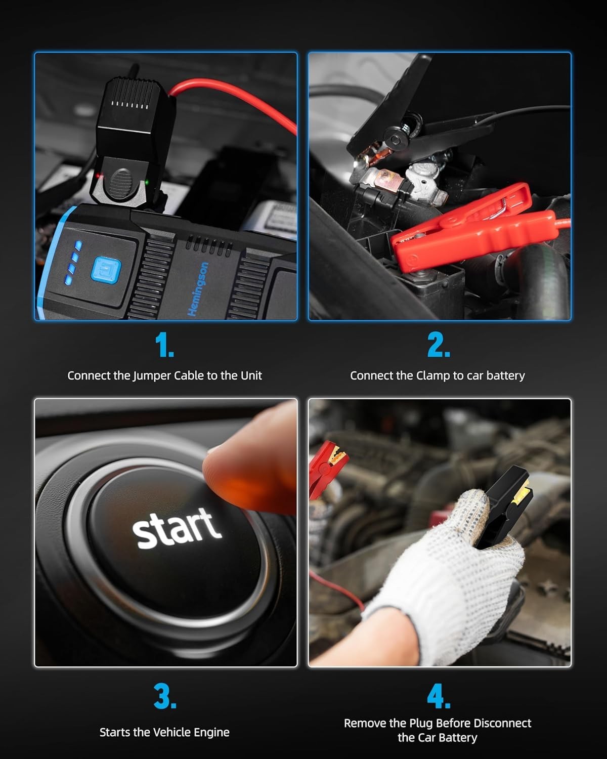 Compact 2000A Peak Car Jump Starter - Revive Gas & Diesel Engines Effortlessly thumbnail 6