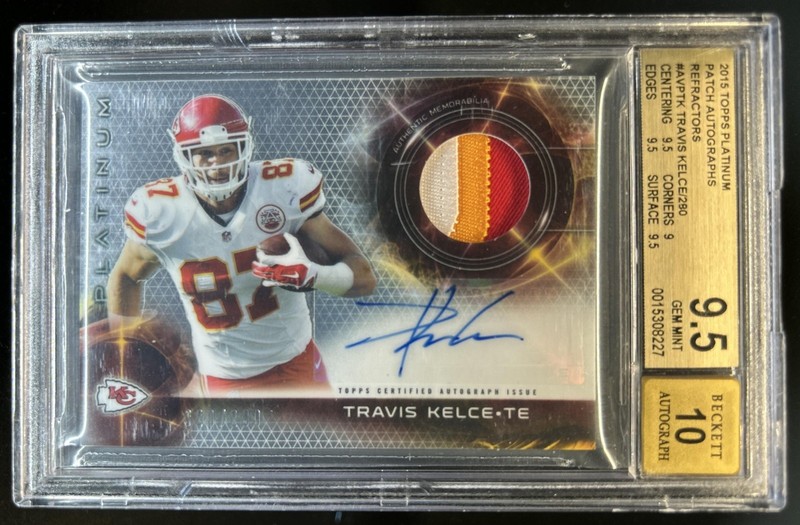 2015 Topps Platinum Travis Kelce Auto Veteran Refractor Patch #/280 BGS 9.5/10