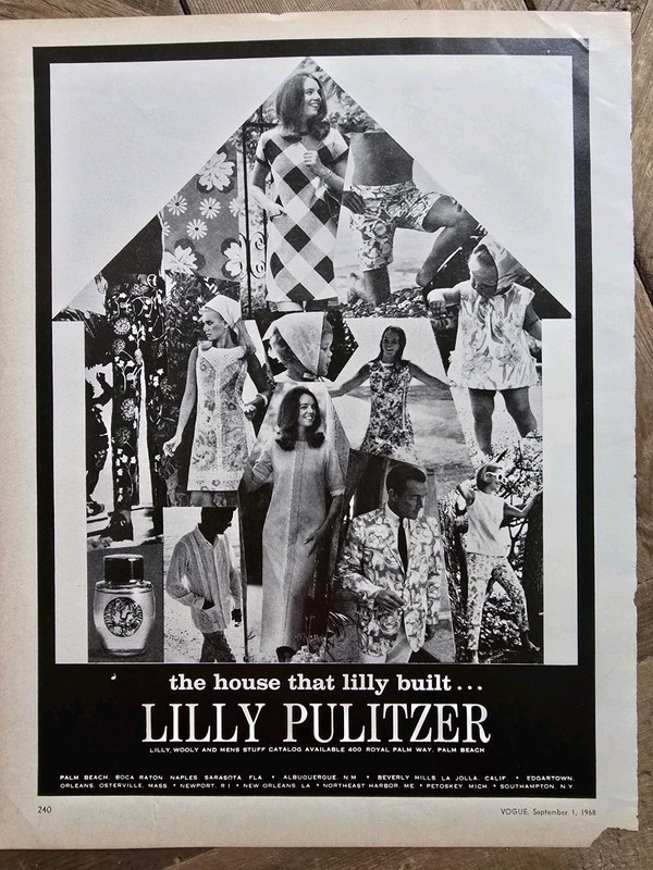 1968 Women's Men's Clothing House Lilly Pulitzer Built Vintage Mod fashion Ad 