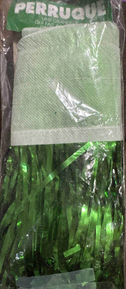 Green Tinsel party Wig Disco Green Halloween Costume Sports Tailgate Green Wig - Imagem 2 de 2