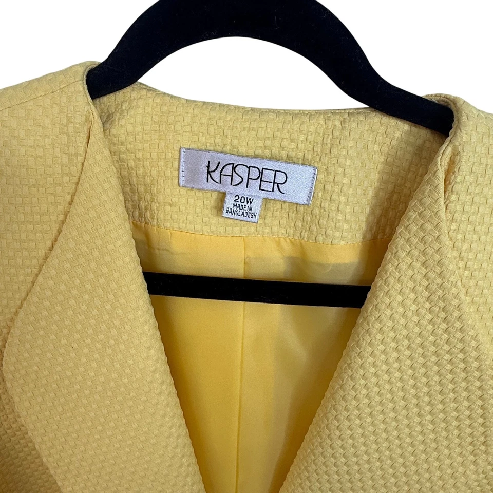 Chaqueta Blazer Kasper Mujer Amarilla Texturizada Bolsillos con Cremallera Un Botón 20W Carrera Foto 4 de 4