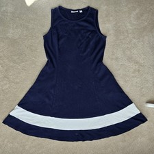 New York And Company Navy  White Fit And Flare Dress  Size M