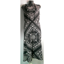Talbots Sleeveless B&W V-Neck Dress Cinched Elastic Waist Women's XL