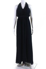 Watters & Watters Womens Sleeveless Fleurette Gown Navy Blue Size 4 10942603