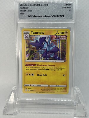Pokemon Fusion Strike Toxtricity 108/264 Holo TCC Graded Gem Mint