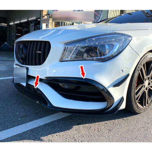 Glossy Black For Mercedes BENZ CLA W117 Sport Front Bumper Lip+ Flaps Splitter - Picture 7 of 9