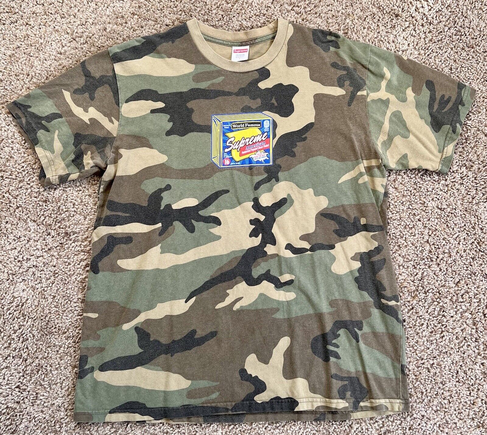 SUPREME FW19 Woodland Camo Cheese Tee Size L Large