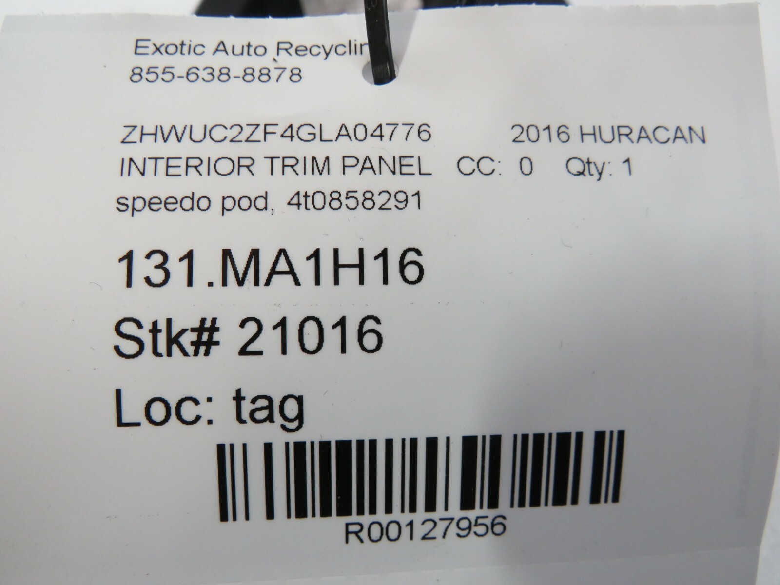 Lamborghini Huracan, LP610, LP580, Speedometer Surround Trim, Used, 4T0858291