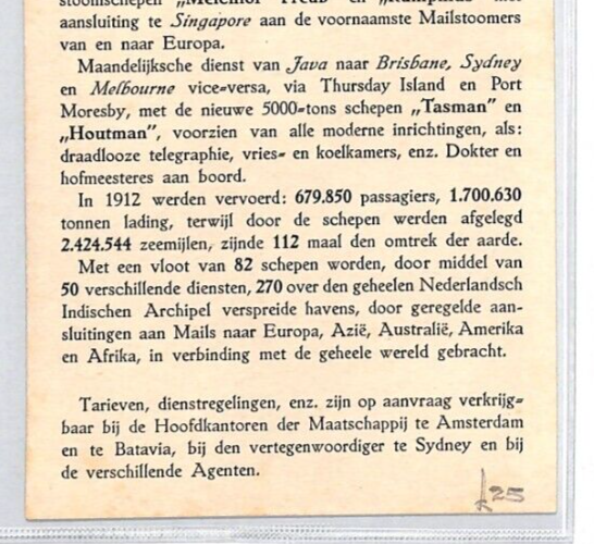 HOLLAND AUSTRALIA Art Postcard Shipping Advert MARITIME{samwells}PF237