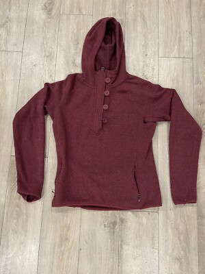 The North Face Women S 1 4 Button Red Knit Fleece Jacket Long Sleeve Sz Medium M Ebay